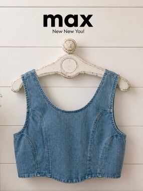 MAX – Stretch Denim Crop Top UK 18 / EUR 44